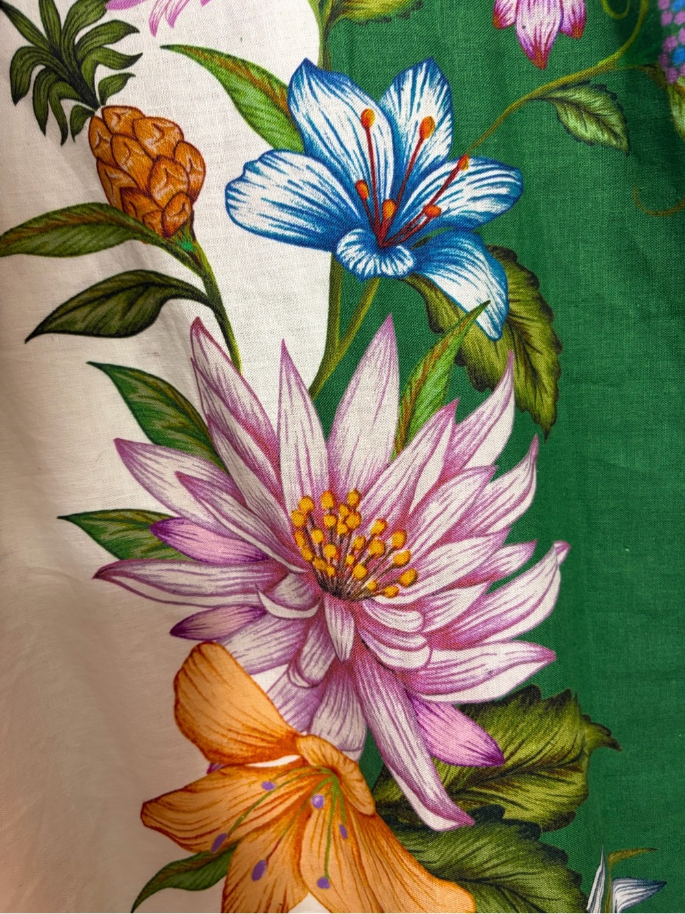 Farm Rio Sweet Bloom Dreamscape Linen Blend Midi Dress Green Floral XS SN332217 - Picture 5 of 11